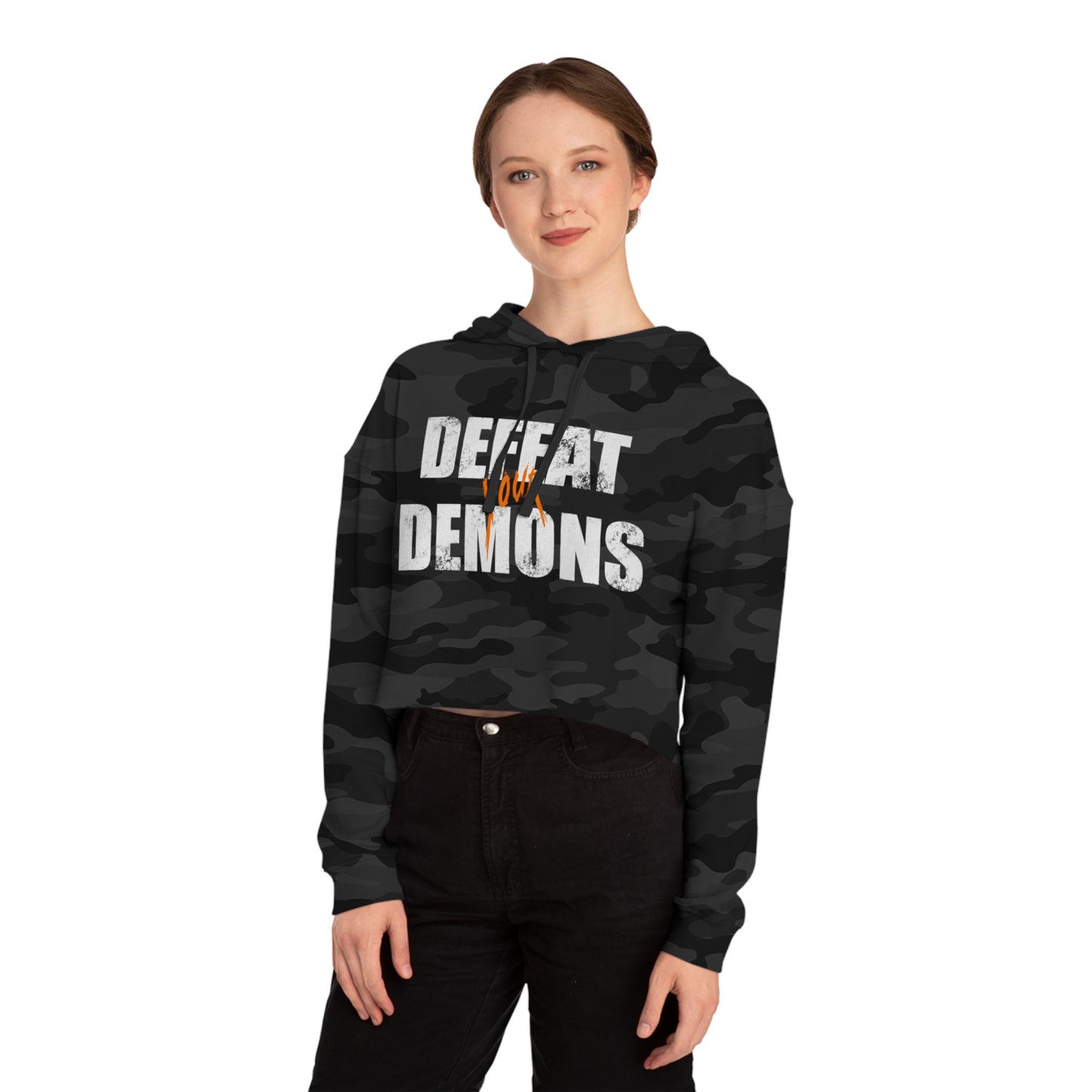 Defeat Your Demons - Women’s Cropped Hooded Sweatshirt