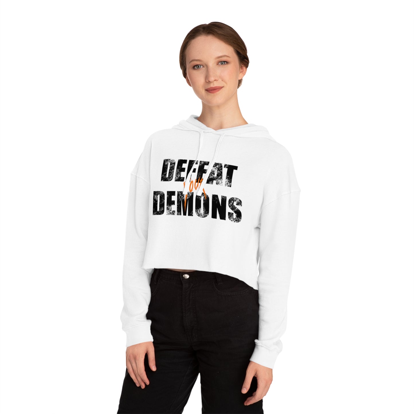 Defeat Your Demons - Women’s Cropped Hooded Sweatshirt